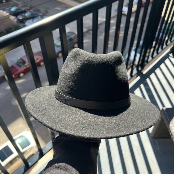 Giza Wide Flat Brim Hat by Bigalli, size medium Wool Felt Flat Brim Hat | Trendly Giza Women main image 3